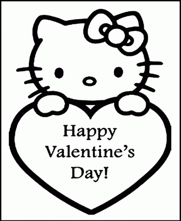 Valentine's Day Coloring Pages : Hello Kitty Happy Valentine's Day 