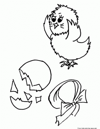 Printable Baby chick hatching coloring page for kids - Free 