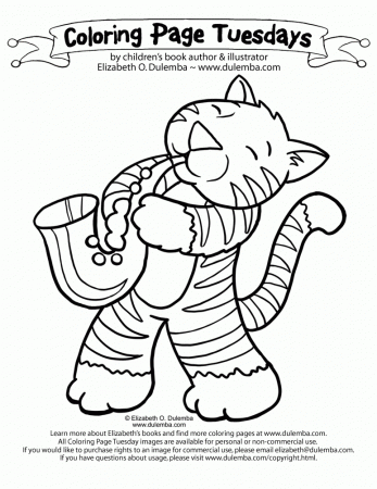 dulemba: Coloring Page Tuesday - Jazz Cat