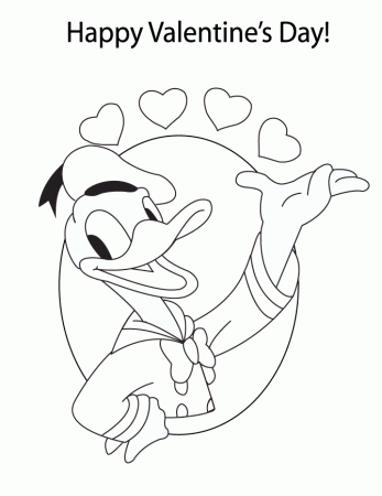 Donald Duck Happy Valentines Day Coloring Page | Free Printable 