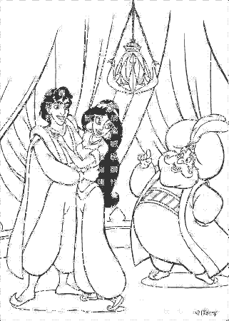 Aladdin And Princess Jasmine Romantic Dinner Coloring Pages