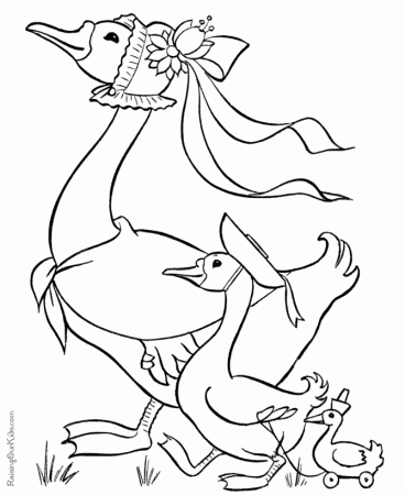 Easter Coloring Pages of Ducks - 002