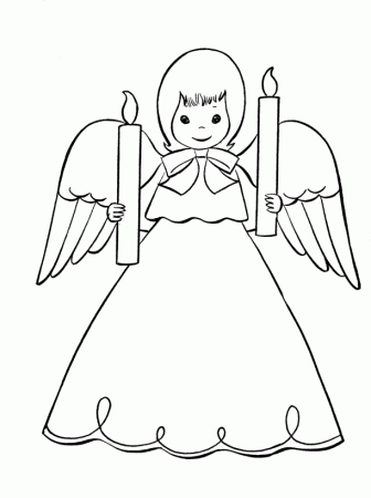 Bible Printables: Christmas Scenes Coloring Pages - Angel with Candles