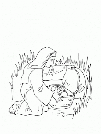 Moses Found Safely In River Of Nile Coloring Page: Moses Found