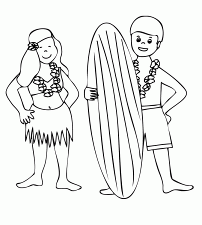 Hawaiian Themed - Coloring Pages for Kids and for Adults