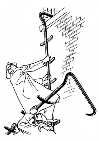 Coloring Page firefighter with ladder ...edupics.com