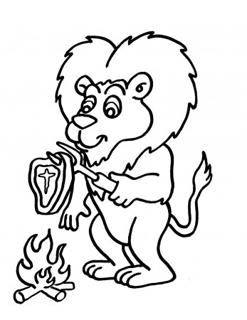 Coloring Pages : Easy Animals Coloring Plus Animal Lion Eat Meat ...