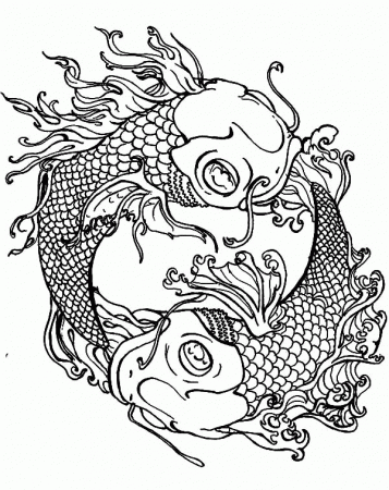 Koi Fish - Coloring Pages for Kids and for Adults
