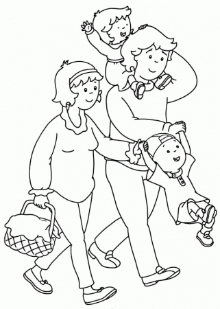 Caillou Family is Going to Picnic Coloring Page: Caillou Family is ...