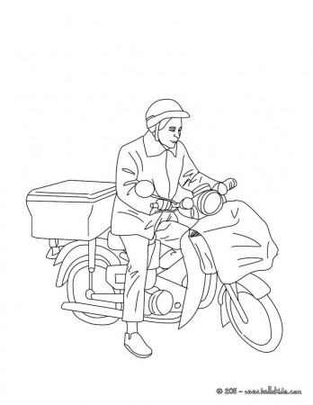 POSTMAN coloring pages - Postman on his postman bike