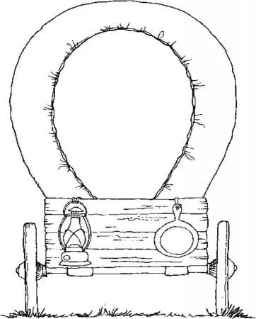 Frontal View of a Covered Wagon Coloring Page