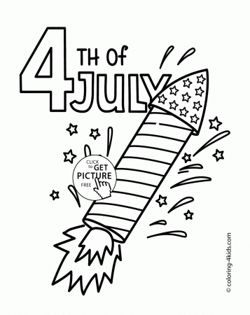 USA Rocket of 4th of July coloring page for kids, coloring pages ...