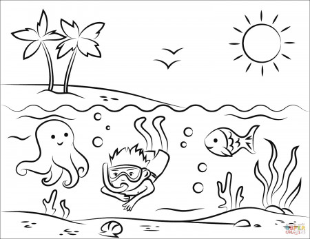 Coloring Pages : Beach Coloring Pagesmer At Getcolorings Com ...