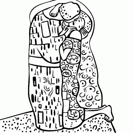Gustav Klimt The Kiss Coloring Page