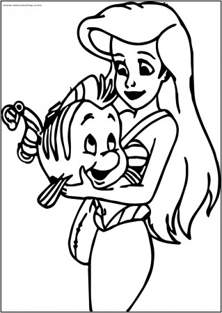 Coloring Pages : The Little Mermaid Ariel And Flounder Free ...