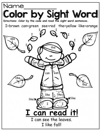 Color by Sight Word (Fall Style!) | Education ~ Coloring Pages, Word … | Sight  words kindergarten, Sight word coloring, Fall math