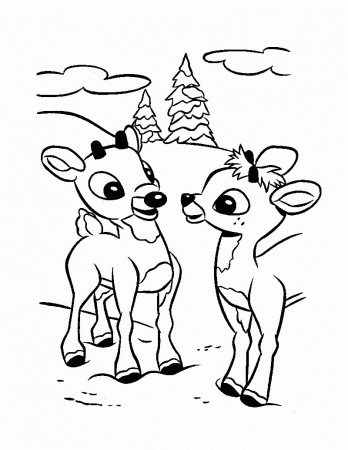 Christmas reindeer fawns coloring pages - Hellokids.com
