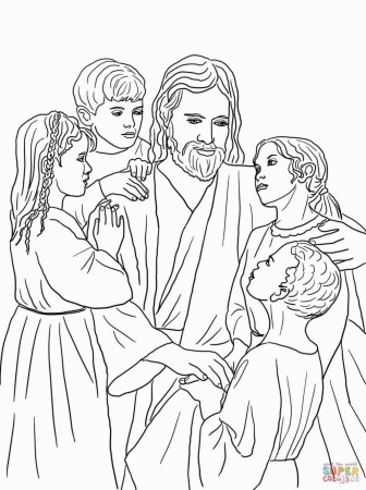 Jesus With Children Coloring Page | Coloring Pages