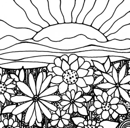 Printable Sunset Coloring Pages | Garden coloring pages, Flower ...
