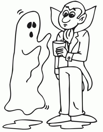 Halloween Coloring Page | Ghost & Dracula costumes