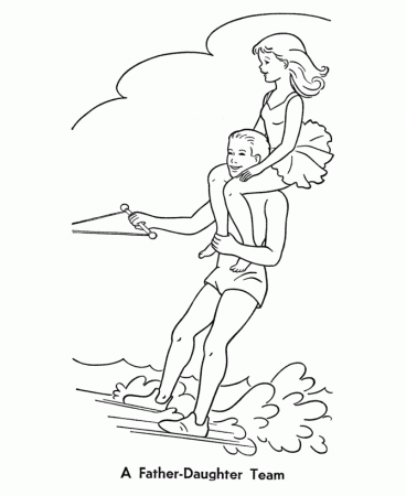 Summer Coloring - Kids Water Skiing Coloring Page Sheets of the ...