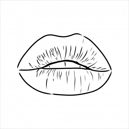 Premium Vector | Sexy plump lips kiss pink watercolor and line art, hand  drawn vector illustration isolated