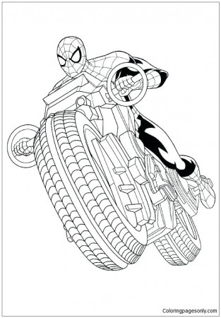 Spiderman with Motorcycle Coloring Pages - Spiderman Coloring Pages - Coloring  Pages For Kids And Adults