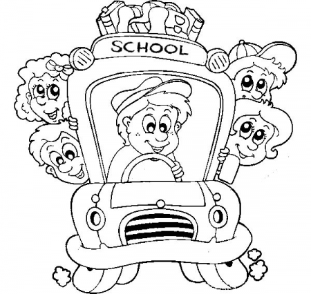Bus driver driving children to school coloring pages – Artofit