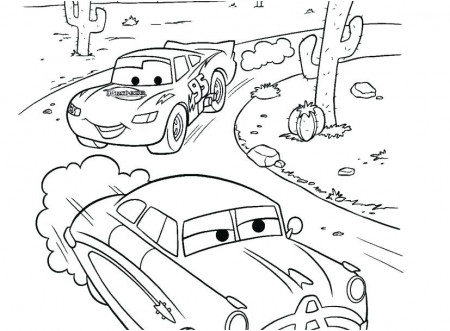 McQueen Racing With Doc Hudson Coloring Page - Free Printable Coloring Pages  for Kids