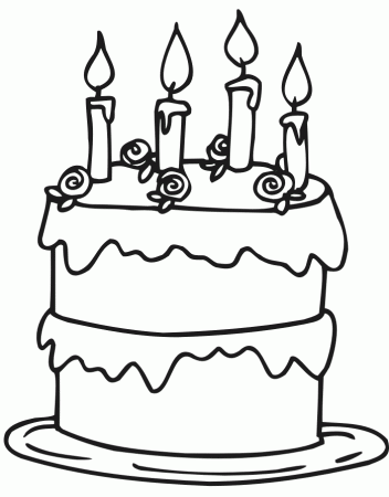 Birthday Cake Coloring Page | Cake & Candles