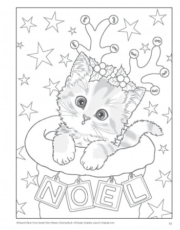christmas kitty | Kitty coloring, Cat coloring page, Disney coloring pages