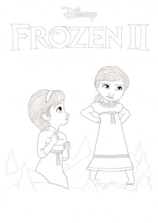 Frozen 2 - Young Anna and Elsa coloring page - Free Frozen II ...