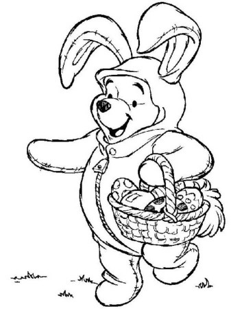 Winnie The Pooh On Easter Bunny Costume Disney Coloring Pages 