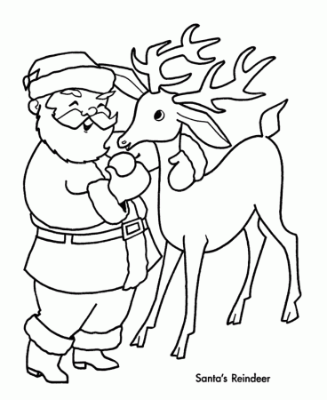 Santa's Reindeer Coloring Pages - Santa's with one of his Reindeer 