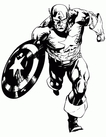 Captain America Charging Comic Book Coloring Page | Free Printable 