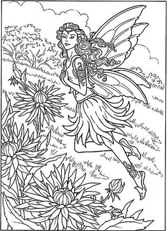 Fairy in the Garden | Fairy coloring pages, Detailed coloring pages, Fairy  coloring