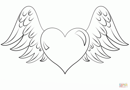 Heart with Wings coloring page | Free Printable Coloring Pages