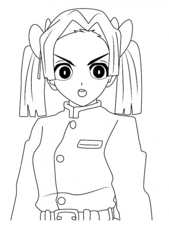 Aoi Kanzaki from Demon Slayer Coloring Page - Free Printable Coloring Pages  for Kids
