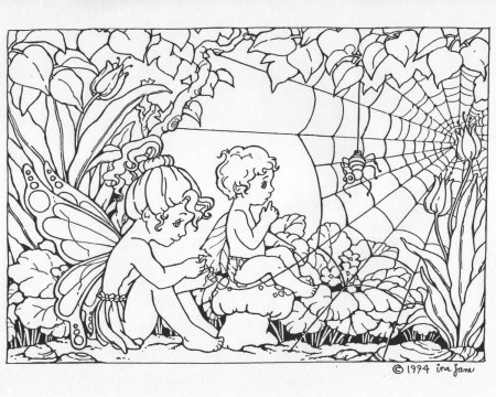 fairy garden coloring - Clip Art Library