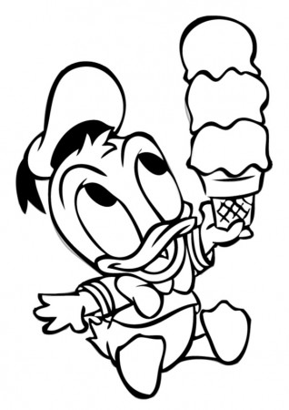 Baby Donald Duck with Scoops of Ice Cream Disney Coloring Pages - Print  Color Craft