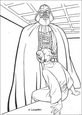STAR WARS coloring pages - Darth Vader and princess Leia