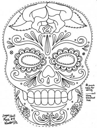 Day Of The Dead Masks Coloring Pages | Dia de muertos