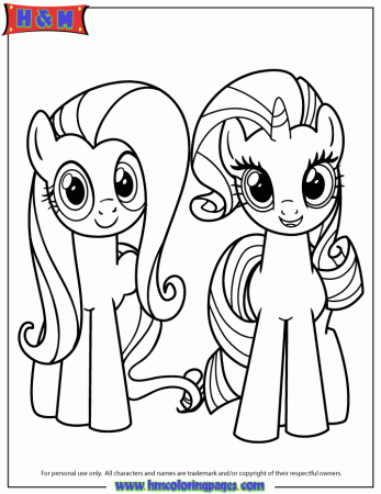 Fluttershy And Rarity Coloring Page | H & M Coloring Pages