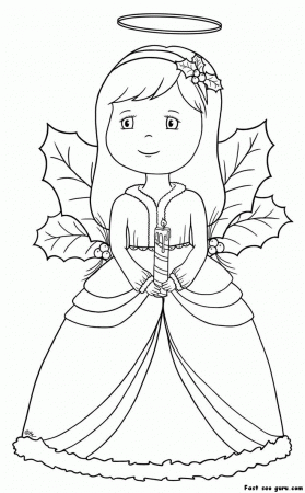 Printable Christmas angel coloring pages