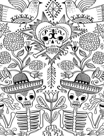 Day Of The Dead Skull Free Coloring Pages - Coloring Page