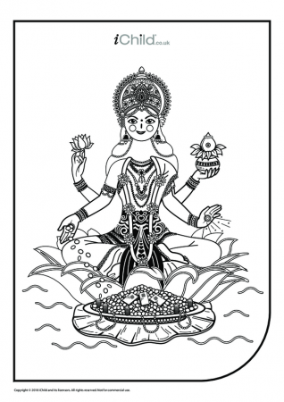 Mother Goddess Durga Colouring in Picture - iChild