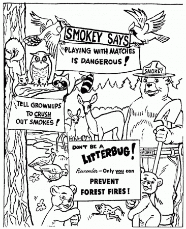 Smokey The Bear Coloring Page