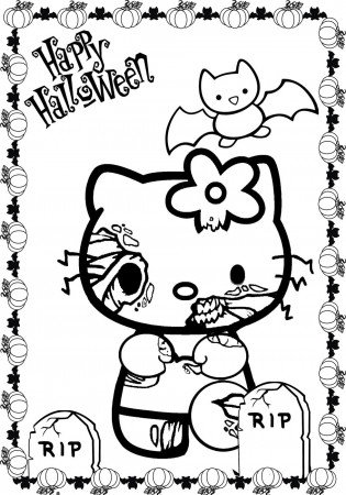 Scary Halloween Hello Kitty Coloring Pages | Cartoon Coloring ...