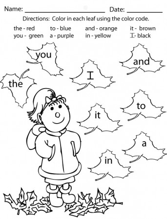 Fall Coloring Pages and Activities - Sight Words, Reading, Writing,  Spelling & Worksheets