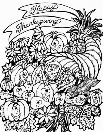 Harvest Cornucopia Thanksgiving Coloring Pages To Print ...